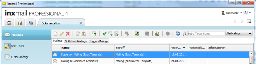 Inxmail Professional Comfort Template 5 Mailing erstellen 5 Mailing erstellen Sie können ein neues Mailing als Kopie Ihrer zuvor eingerichteten Mailingvorlage erstellen. Schritt für Schritt 1.