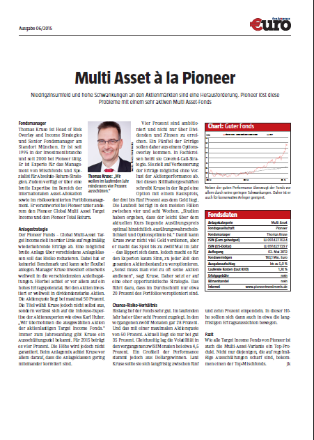 Pioneer Investments Deutschland in der Presse Pioneer Funds Global Multi-Asset Target Income.