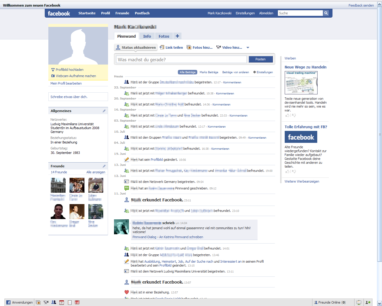 Social Networks: facebook 2004: Mark Zuckerberg Anfangs nur für Harvard Studenten.