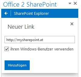 Falls Value auf True gesetzt ist, ist standardmäßig die Option ihren Windows-Benutzer verwenden beim Hinzufügen von SharePoint Seiten angehakt.