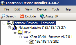 Anlage 2: Zuweisen einer IP-address für ERC-M LAN - Installieren Sie den Lantronix -Device-Installer auf Ihrem Rechner. Die Installationsdatei befindet sich im Ordner LANTRONIX der mitgelieferten CD.