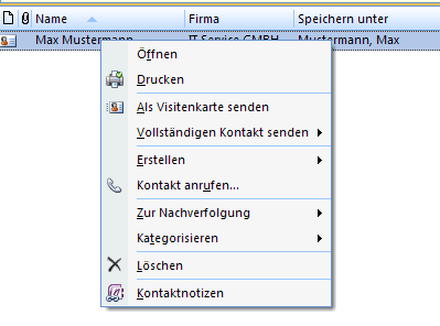 9.2 Wählen mit Outlook Die Wahl mit Outlook erfolgt innerhalb der Kontaktliste.