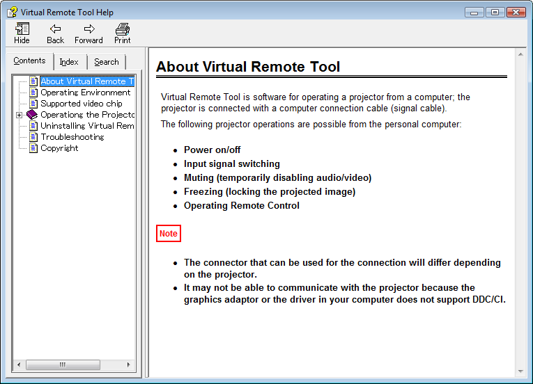 4. Praktische Funktionen Virtual Remote Tool verlassen 1 Klicken Sie auf das Virtual Remote Tool Symbol auf der Taskbar. Das Pop-up-Menü wird eingeblendet. 2 Klicken Sie Exit an.