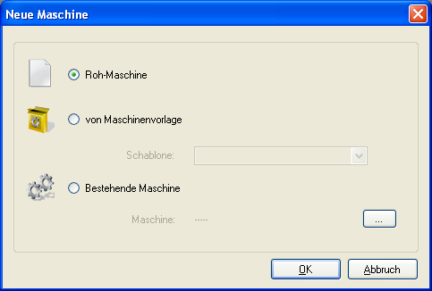 Systemkonfiguration Hierarchie-Anzeigen erstellen 1. Erstellen einer Roh-Maschine - Klicken Sie auf Roh-Maschine und dann Ok.
