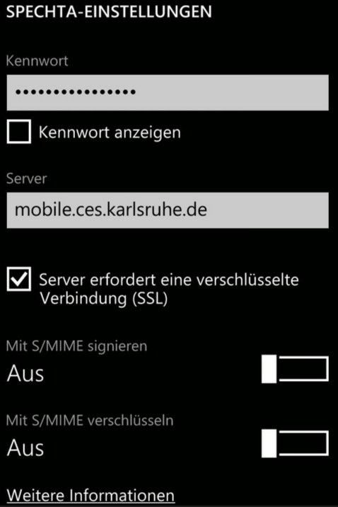 GMS Bsp: Einstellungen auf Windows Phone (2) Nach der Fertigstellung und Erst-Synchronisation kann man das