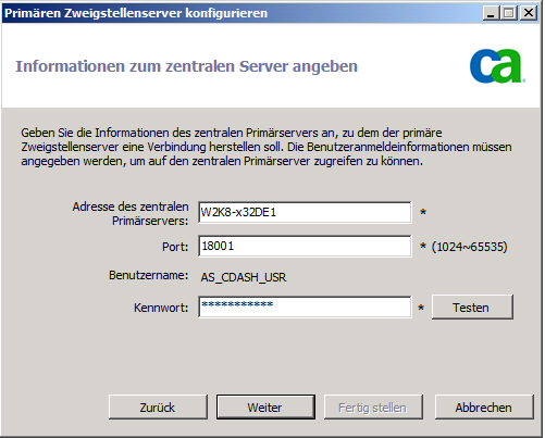 Konfigurieren von Global Dashboard Konfigurieren eines Zweigstellenservers Ein Zweigstellenserver muss am zentralen Server registriert werden, um die Synchronisation von Dashboard-bezogenen Daten mit