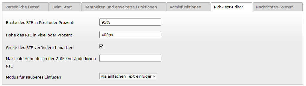 2.4 Rich-Text-Editor (RTE) anpassen Der Rich-Text-Editor ist eines der wichtigsten Werkzeuge, mit dem Inhalte (Texte, Bilder, usw.) eingefügt werden.