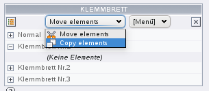 Clipboard/Klemmbrett Wenn Elemente kopiert anstatt verschoben