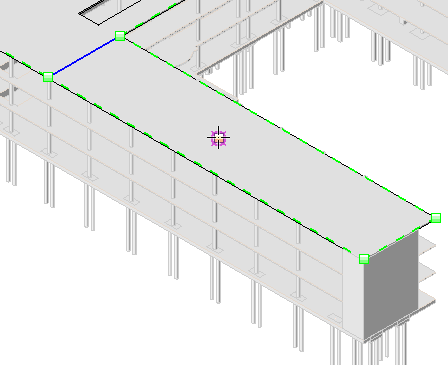 4 Zeichnen Sie wie hier gezeigt eine Gratlinie, um den längeren Flügel des Gebäudes abzutrennen. Außer den Gratlinien können Sie der Plattenoberfläche auch Punkte hinzufügen.