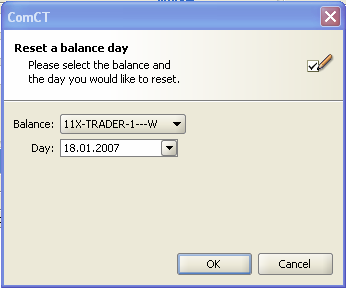 2.4 Sonderfunktionen 2.4.1 Reset a balance day Aus dem Hauptmenü (File Reset balance day) kann die Funktion zum zurücksetzten eines Tages für einen ausgewählten Bilanzkreis ausgeführt werden.