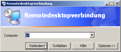 17.1.2. Anleitung: Remotedesktopverbindung zum Server aufbauen Bei Windows XP Professional ist die notwendige Client-Software bereits fest in das System integriert.