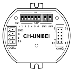 CH-UNI8-EI Tasteninterface Das CH-UNI8-EI ist ein Tasteninterface zum Einbau in eine handelsübliche 55 mm Schalterdose.