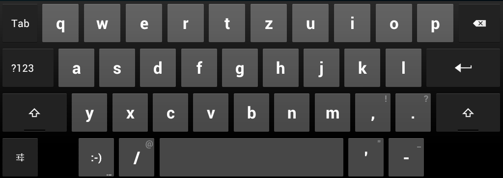 5-5 Bildschirmtastatur Zwischen Ziffern und Buchstaben wechseln Rücktaste Eingabe Eingabeoptionen ändern Leertaste