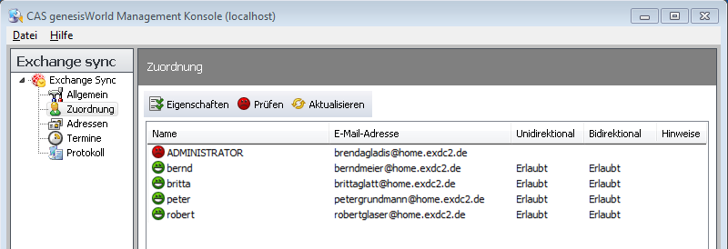 Exchange sync Systemvoraussetzungen und Einstellungen Protokoll kürzen Im Protokoll werden das Anlegen, Aktualisieren und Löschen von Datensätzen bei der Synchronisation protokolliert.