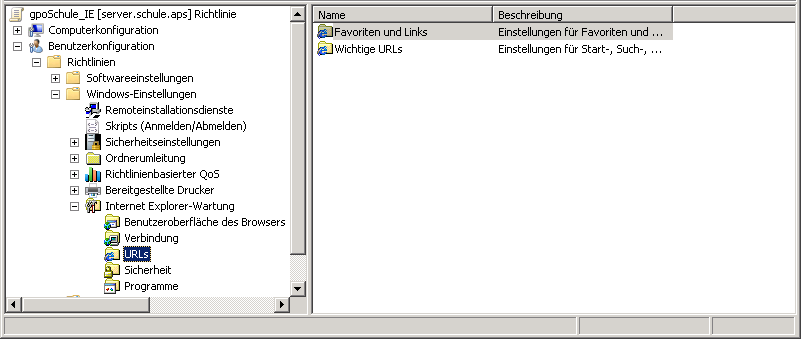 5.8.5. gposchule_ie [RM] auf gposchuleie Bearbeiten Benutzerkonfiguration Richtlinien Windows-Einstellungen Internet Explorer-Wartung Benutzeroberfläche des