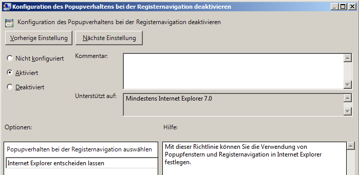 Benutzerkonfiguration Richtlinien Administrative Vorlagen Windows-Komponenten