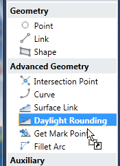 Die Vorschau stellt Punkt und Linie dar. Es folgt die Ausrundung. Daylight Rounding.