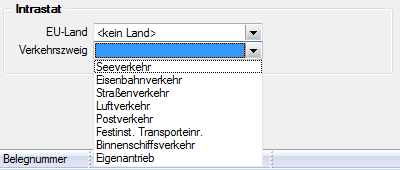 8.1.3 Belege Auf der Seite Optionen können in den Ausgangs- wie Eingangsbelegen im Bereich Intrastat das EU-Land für das