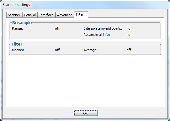 Arbeiten mit scancontrol Configuration Tools Abb. 3.17: Register "Advanced " im Dialog "Scanner settings" Filter: Es werden die Profilfilter-Einstellungen von scancontrol angezeigt.