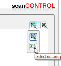 Arbeiten mit scancontrol Configuration Tools Gehen Sie wie folgt vor, um den Modus (Select inside/outside points) zu wählen: Öffnen Sie das Kontextmenü "Options for region of interest".
