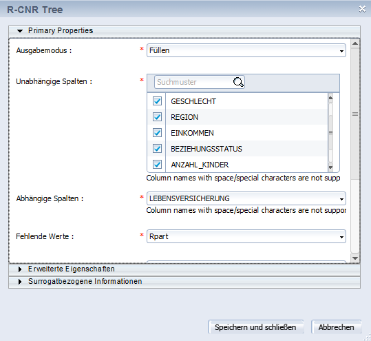 Technologischer Fortschritt in Business Intelligence Demo: Predictive Analysis Spezifikation CnR Algorithmus Wahl: Für