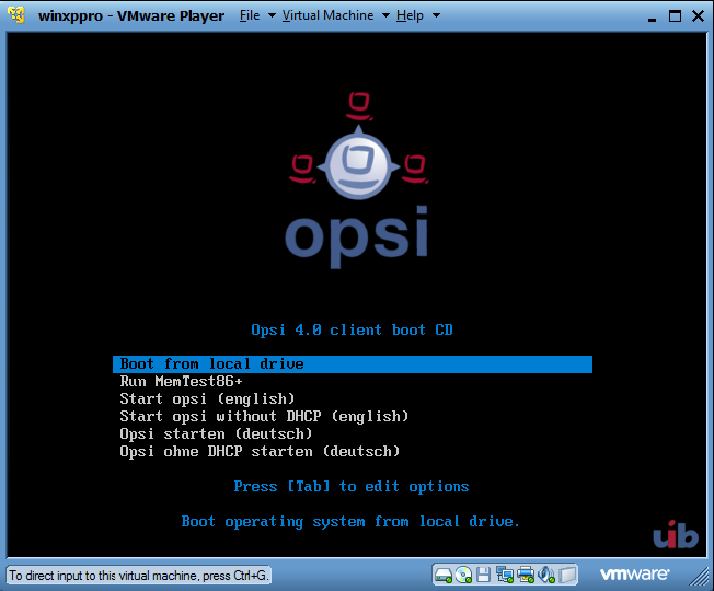 31 / 74 Abbildung 4.1: Startbild opsi-client-boot-cd Wählen Sie Opsi starten. Nach einer Weile wird folgender Bildschirm erscheinen.