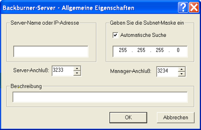Starten und Konfigurieren von Backburner Windows Monitor In der nachfolgend beschriebenen Vorgehensweise erhalten Sie verkürzte Anweisungen zum Starten der Windows-Version von Backburner-Monitor und