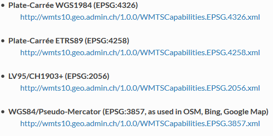 Neu Nouveau: WMTS in weiteren verschiedenen Projektionen dans plusieurs systèmes de projections Karten können nun auch in API Dritter (OSM, BING, GOOGLE