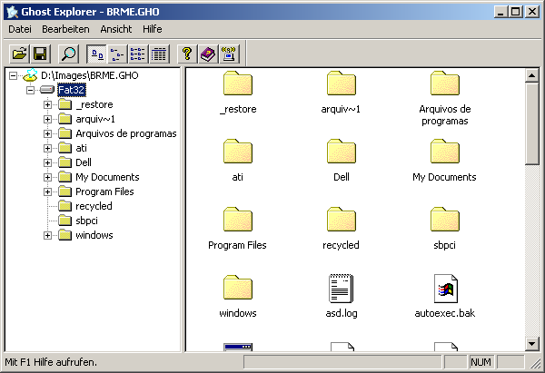 Wissenswertes zu Symantec Ghost Symantec Ghost-Komponenten 27 Ghost Explorer Ghost Explorer zeigt alle Dateien und Verzeichnisse an, die in Image-Dateien enthalten sind.
