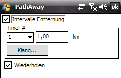 138 PathAway Version 5 - Benutzerhandbuch Abbiegeanweisung erreicht Warnt, wenn man in Abhängigkeit vom eingestellten Wert die Kreuzung erreicht hat.