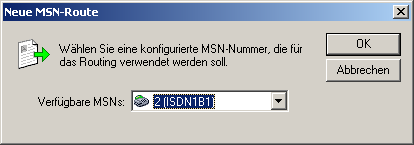 Screenshot 95: Erstellen einer neuen MSN-Route 2. Geben Sie eine MSN-Nummer ein, für die die Routing-Optionen angepasst werden sollen. 3.