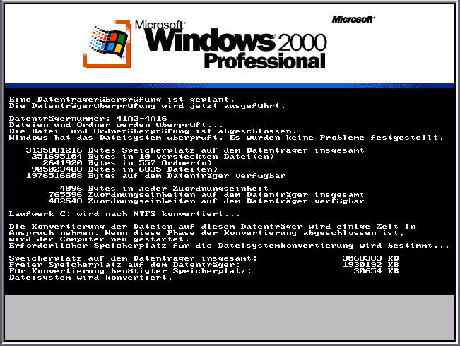 Im Anschluss wird wieder ein DOS-Fenster geöffnet, mit dem die Formatierung für bisher noch nicht formatierte Partitionen durchgeführt wird.