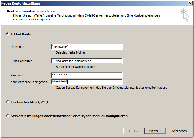 4.3 Exchange über MAPI In diesem Abschnitt zeigen wir Ihnen wie Sie Ihr lokales Outlook 2010 für die Benutzung in Verbindung mit dem Exchange Server konfigurieren.