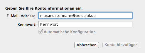 Klicken Sie auf das E-Mail-Konto Symbol.