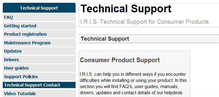 Readiris TM 14 - Anleitung für Benutzer TECHNISCHER SUPPORT Wenn Sie Ihre Kopie von Readiris registrieren, steht Ihnen der technische Support kostenlos zur Verfügung.