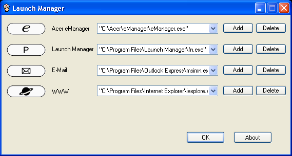 20 Launch Manager Mit Launch Manager können Sie die 4 Starttasten belegen, die sich über der Tastatur befinden.