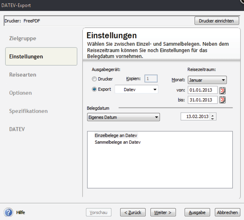 Änderungen in Lexware reisekosten 2013 Lexware reisekosten, Lexware reisekosten plus, Lexware reisekosten pro Einbindung neue Datev-Schnittstellte (ASCII).