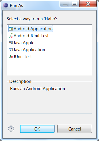 Anschliessend sollte ein grüner Haken neben dem hinzugefügten AVD erscheinen (Abbildung 29). Abbildung 29: Auflistung der erstellten AVDs im Android Virtual Device Manager. Quelle: Eigene Darstellung.