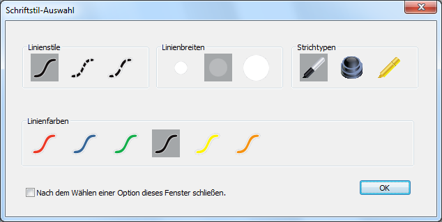 Schreiben im Projektionsmodus note: HINWEIS: Der PolyVision-Treiber ermöglicht das Ändern der Funktion des Rot- Symbols auf zwei andere alternative Funktionen: Spotlight oder Zeigen.