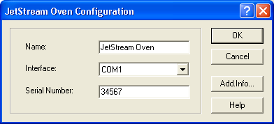 54 Konfiguration Systeme und Geräte Abb. 67 Konfigurationsfenster des Jetstream Oven Name Geben sie einen beschreibenden Namen für den Säulenofen ein.