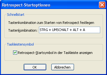 Das Taskleistensymbol Wenn Sie Retrospect Express beenden, wird in der Windows-Taskleiste standardmäßig ein Retrospect-Symbol angezeigt.
