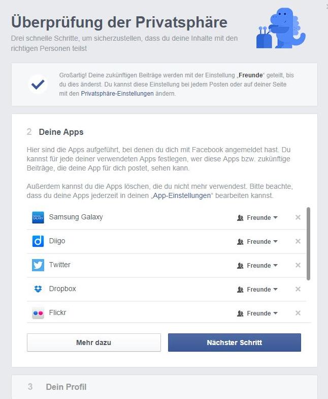 1.2 Deine Apps Leitfaden: Sicher unterwegs in Facebook Hier werden alle Apps