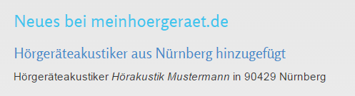 5. Profil veröffentlichen Verwalten Der Status des Profils ändert sich Ihr Profil erscheint nun auf der Startseite von meinhoergeraet.