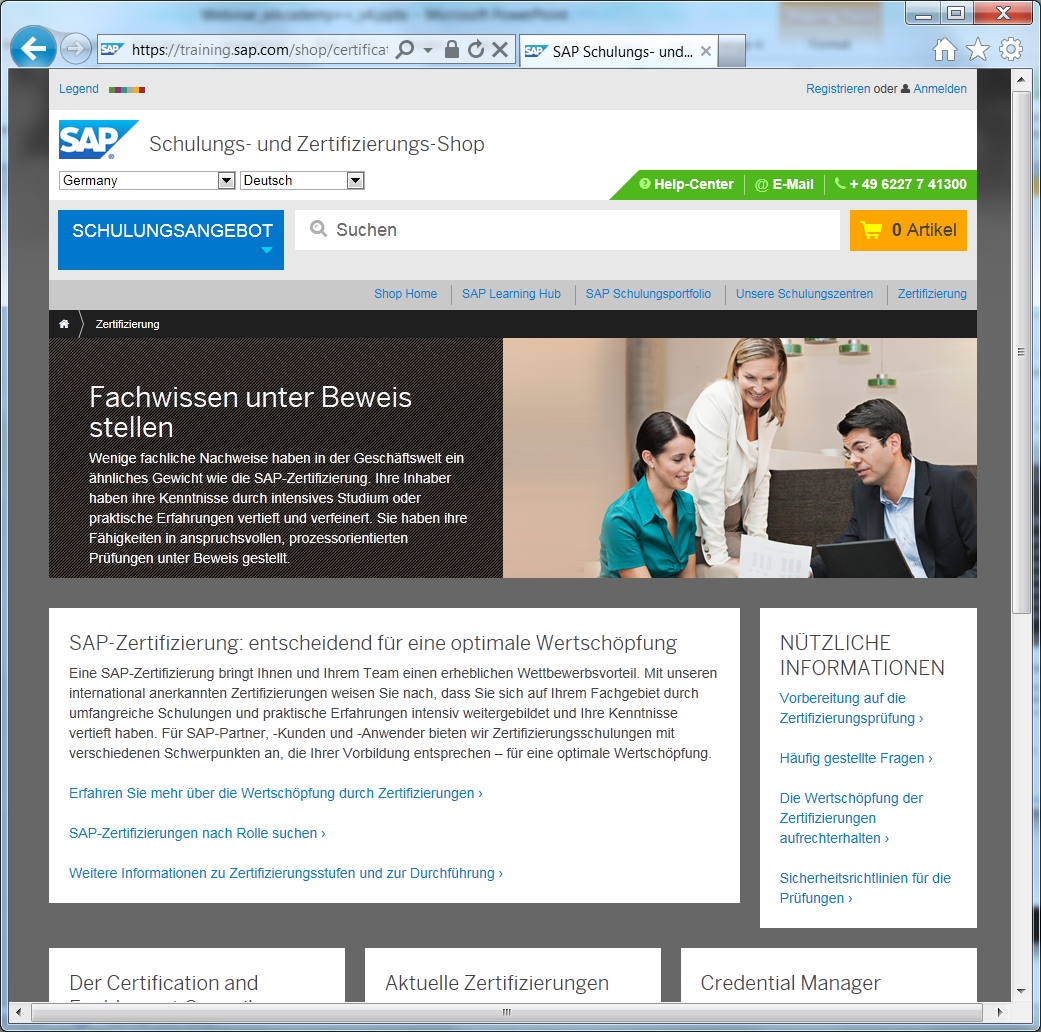 Weiterführende Informationen eacademies++ https://training.sap.com/de/de/coursesand-curricula/eacademyplusplus SAP Beraterzertifizierung http://training.sap.com/shop/certification/ SAP Education Germany: education.