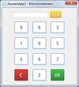 Abbildung 43: Bildschirmtastatur zur PIN-Eingabe Fortsetzung - Benutzung der Bildschirmtastatur: Klicken Sie mit der Maus auf die Zahlenfelder, um die PIN einzugeben.