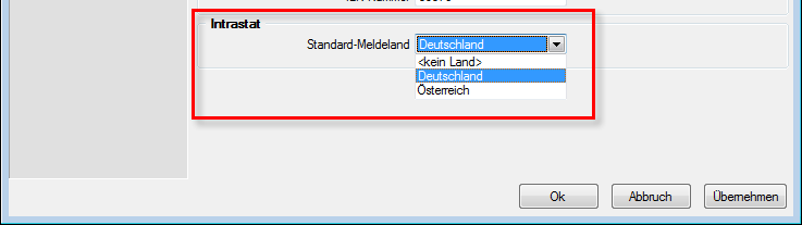 2.3.2 Standard Meldeland In den Mandanteneinstellungen kann gewählt werden, welches Meldeland standardmäßig voreingestellt ist.