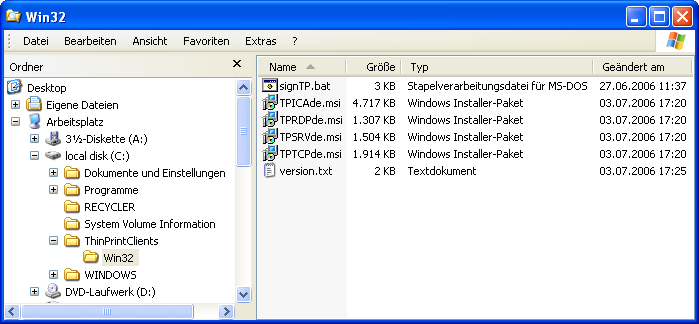 .print Client installieren (Windows-NT-kompatible) Installation Tipp! Die Installationsroutine des.print Clients ab Version 5.0 SR-2 (5.2) erfordert unter Windows NT 4.0 das Service Pack 6.