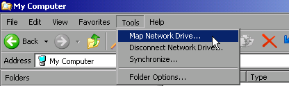 LAN-Interface Betrieb des Gerätes am Netzwerk Im Menü Tools die Funktion Map Network