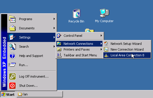 LAN-Interface Fernbedienung des R&S FSP mit XP Remote Desktop 6.7 