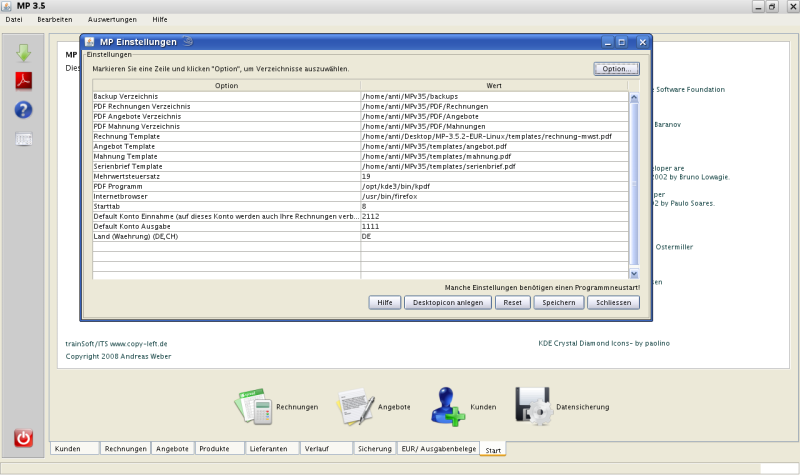 Einstellungen Unter Bearbeiten -> Einstellungen können Sie alle relevanten Programmeinstellungen vornehmen. In Version 3.